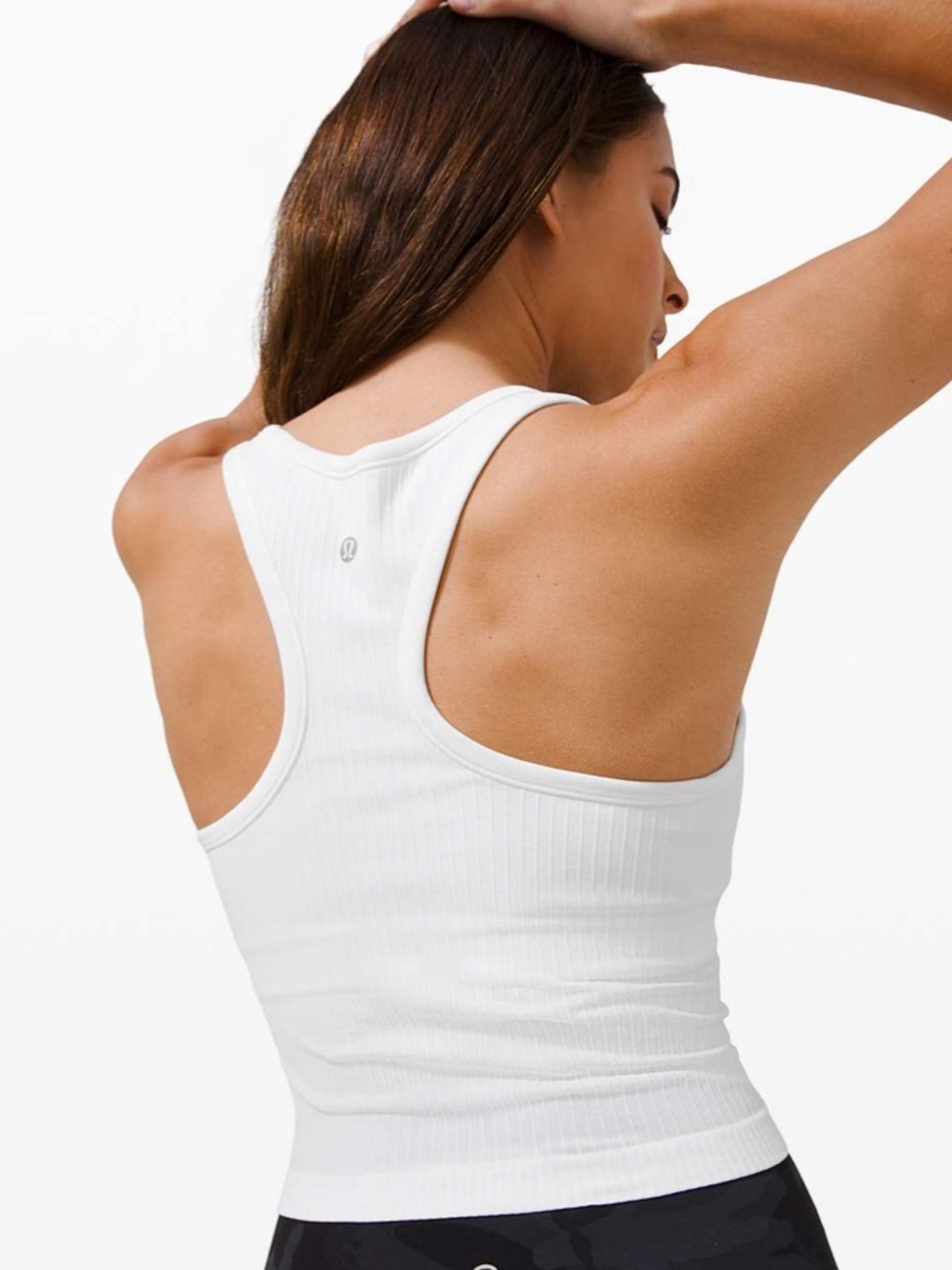 White Lululemon Ebb To Street Racerback Crop Tank
